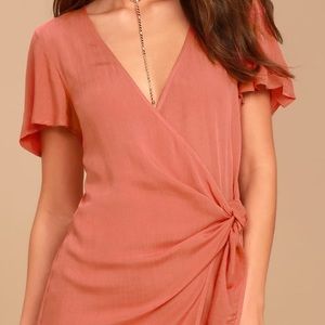 Lulus Rusty Rose Wrap Dress